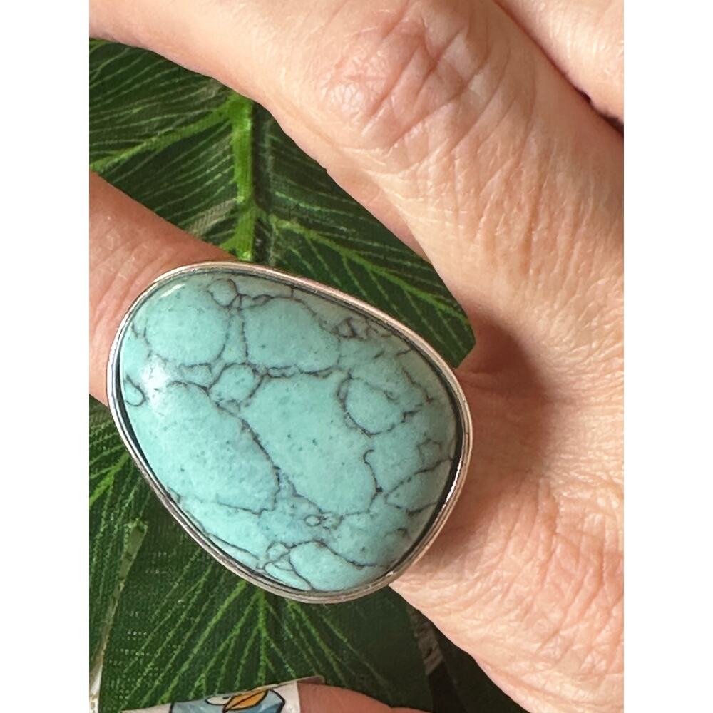 BOGO FREE 7.5 howlight silver western costume ring